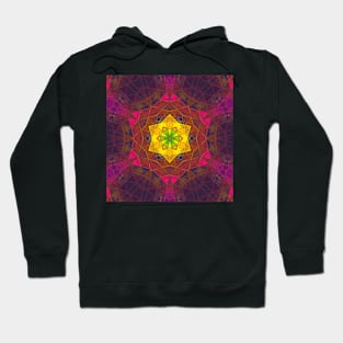 Mosaic Kaleidoscope Flower Yellow Pink and Purple Hoodie